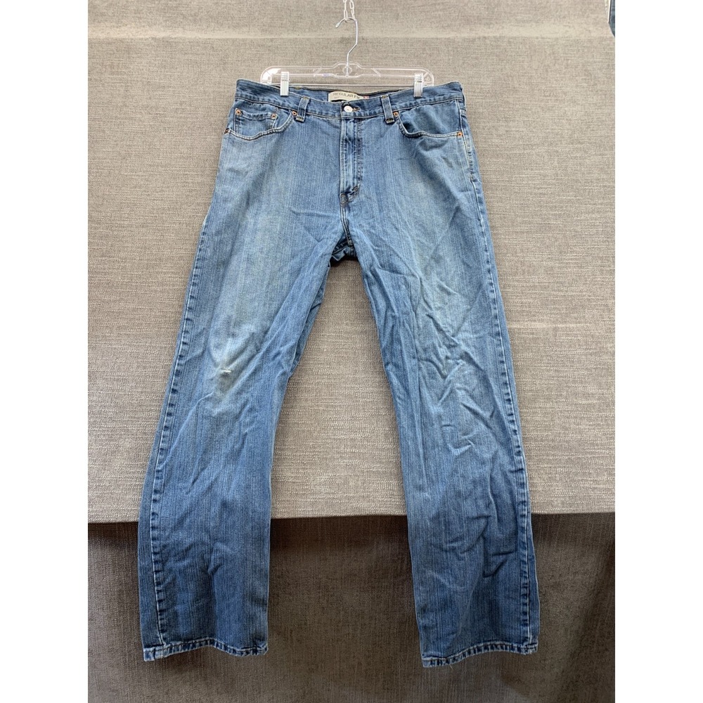 Levi's 505 Jeans‎ Mens 33x32 Blue Denim Light Wash Mid Rise Regular Fit Straight